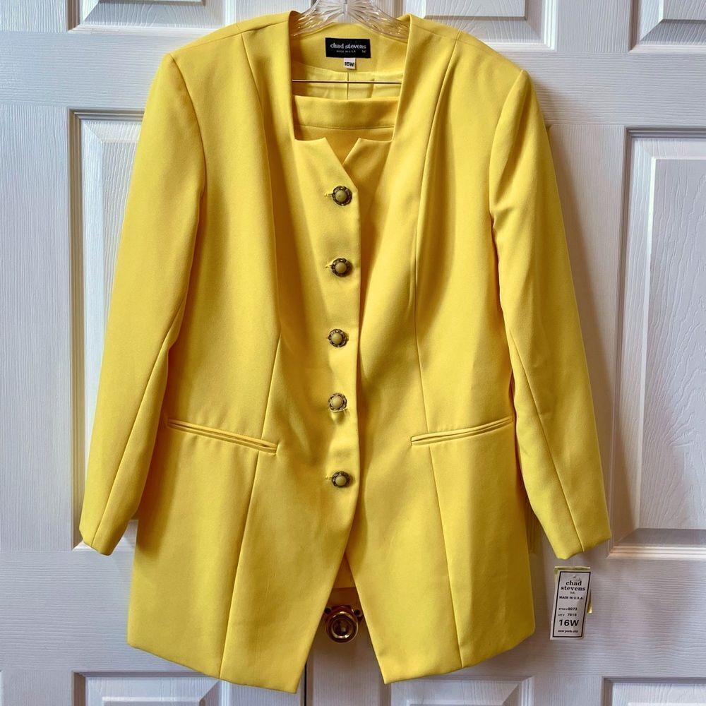 YELLOW CHAD STEVENS 2 PC LADIES SUIT SIZE 16W